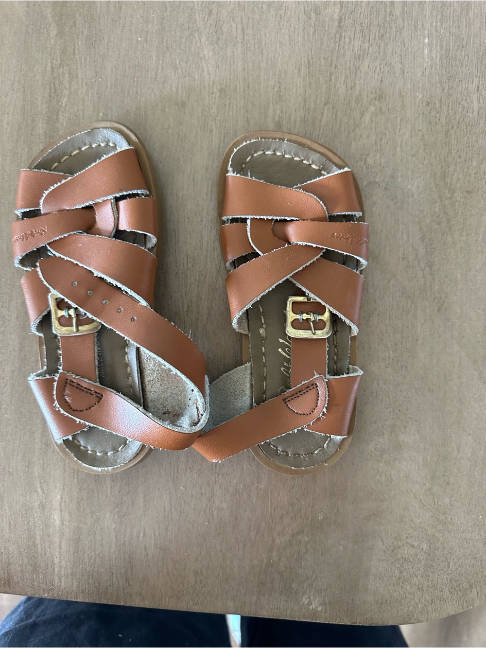Toddler Strappy Brown Faux-Leather Sandals with Buckle